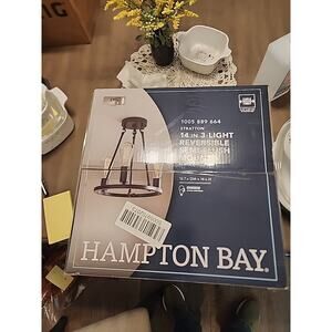 Hampton Bay Stratton 14 in. 3-Light Black Semi-Flush Mount NEW IN BOX 1005889664